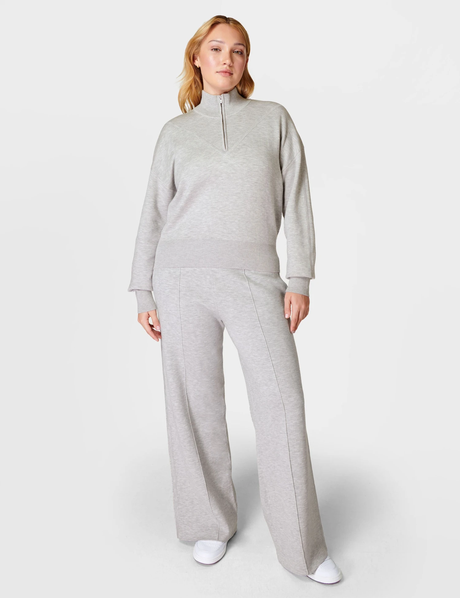Sweaty Betty Timeless Track Top - Light Grey Marl 6 Sweaty Betty Timeless Track Top - Light Grey Marl - Image 4