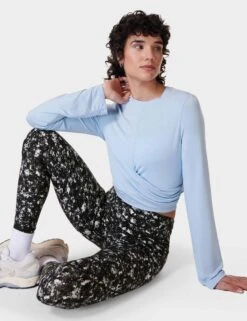 Sweaty Betty Wrap Front Long Sleeve Top - Breeze Blue -The Sports Edit sweaty betty wrap front long sleeve top breeze blue sb9464 4