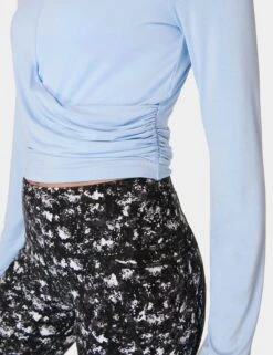 Sweaty Betty Wrap Front Long Sleeve Top - Breeze Blue -The Sports Edit sweaty betty wrap front long sleeve top breeze blue sb9464 6