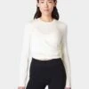Sweaty Betty Wrap Front Long Sleeve Top - Lily White -The Sports Edit sweaty betty wrap front long sleeve top lily white sb9464 1