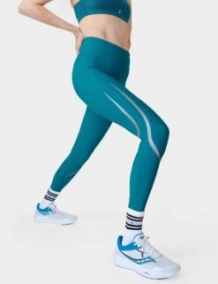 Sweaty Betty Zero Gravity 7/8 Illuminate Running Leggings - Reef Teal/Salt Blue Reflective -The Sports Edit sweaty betty zero gravity 7 8 illuminate running leggings reef teal salt blue reflective sb9103 4