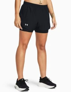 Under Armour Fly-By 2-in-1 Shorts - Black/Reflective -The Sports Edit under armour fly by 2 in 1 shorts black reflective 1382440 001 1