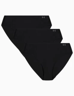 Under Armour Pure Stretch 3-Pack No Show Bikini - Black/Steel -The Sports Edit under armour pure stretch 3 pack no show bikini black steel 1383897 001 1