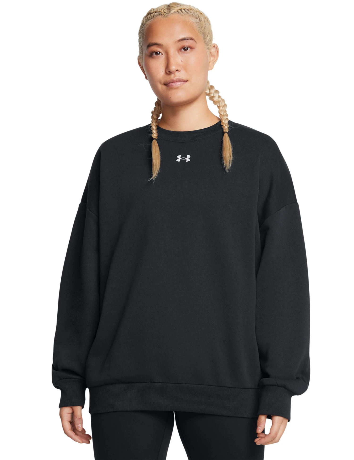 Under Armour Rival Fleece Oversized Crew - Black/White 3 Under Armour Rival Fleece Oversized Crew - Black/White