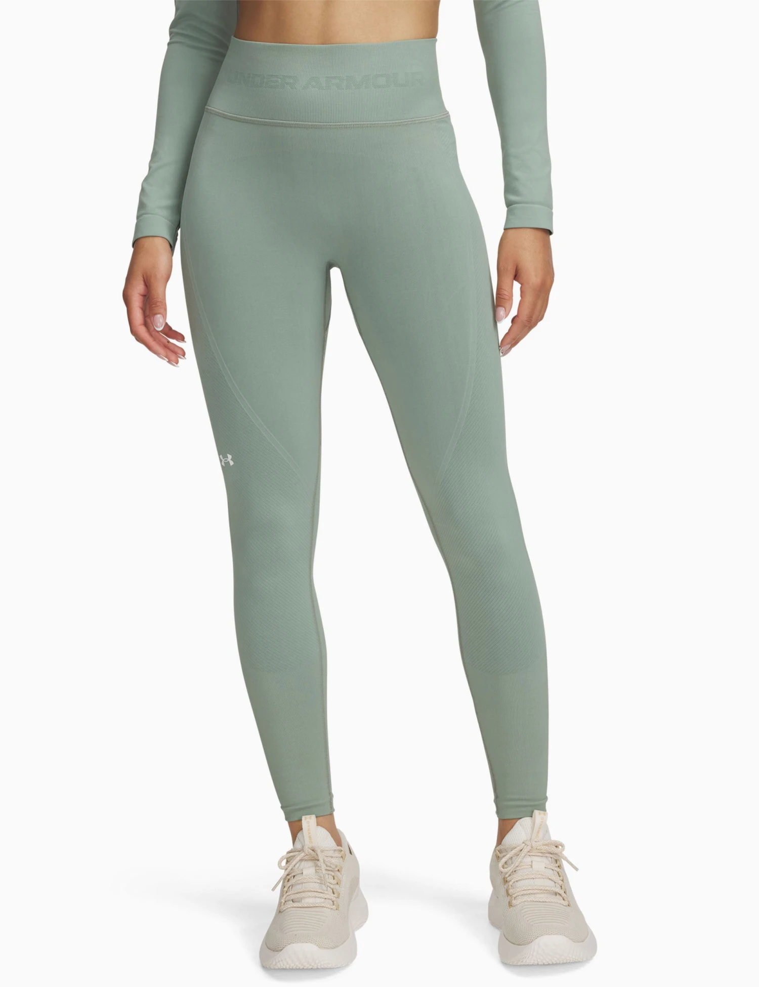 Under Armour Train Seamless Leggings - Silica Green/White 3 Under Armour Train Seamless Leggings - Silica Green/White