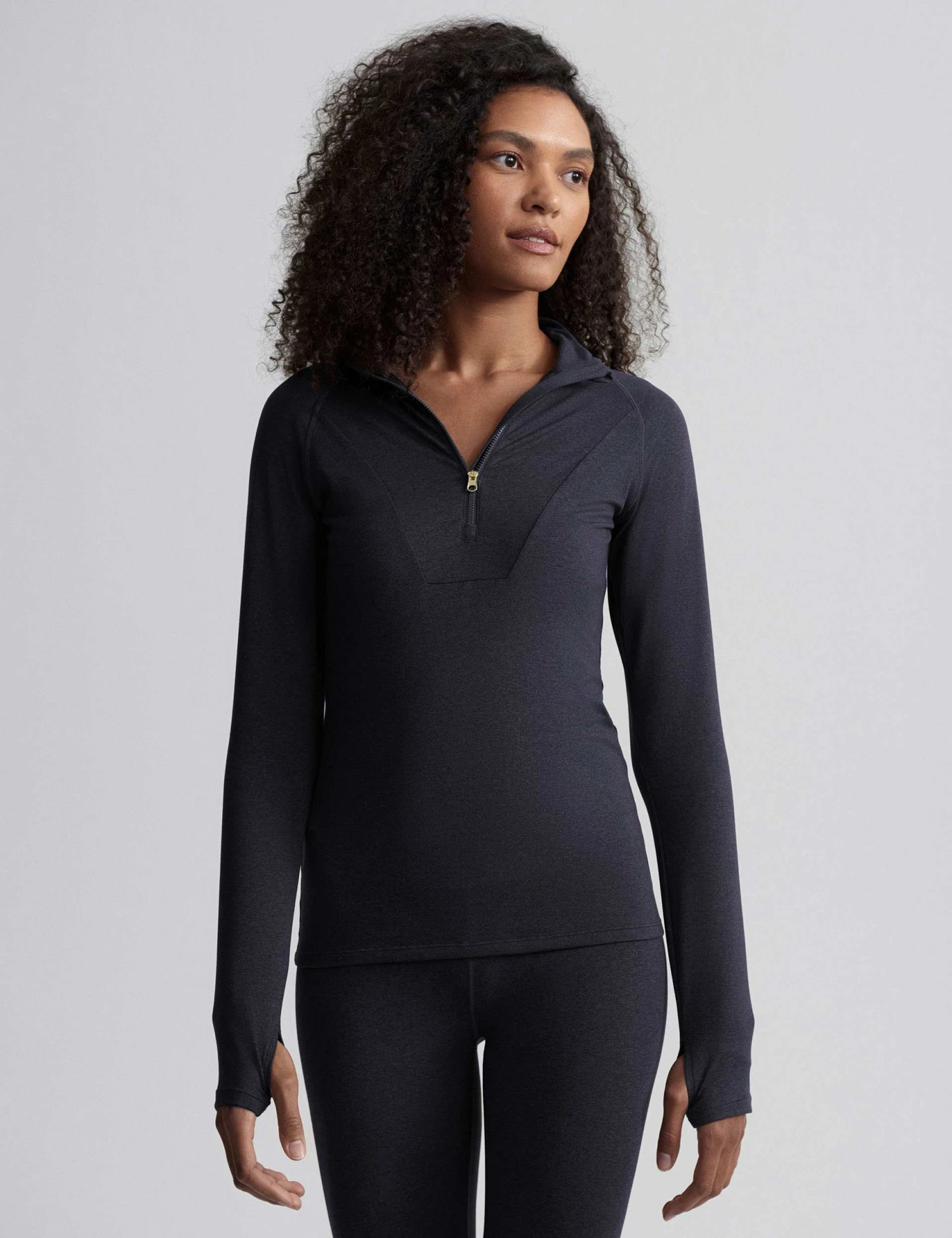 Varley Always Warm Half-Zip Base Layer Top - Black Marl 3 Varley Always Warm Half-Zip Base Layer Top - Black Marl