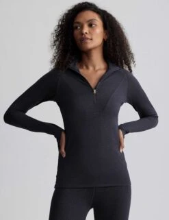 Varley Always Warm Half-Zip Base Layer Top - Black Marl 10 Varley Always Warm Half-Zip Base Layer Top - Black Marl -The Sports Edit varley always warm half zip base layer top black marl var01676 3