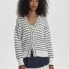 Varley Antonia Relaxed Cardigan - White/Blue Nights