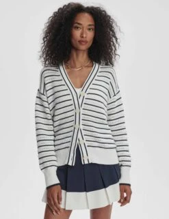 Varley Antonia Relaxed Cardigan - White/Blue Nights