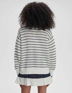 Varley Antonia Relaxed Cardigan - White/Blue Nights -The Sports Edit varley antonia relaxed cardigan white blue nights var02459 3