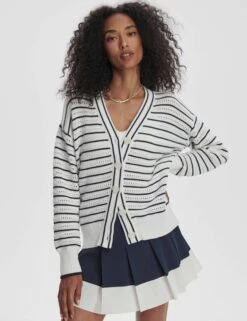 Varley Antonia Relaxed Cardigan - White/Blue Nights -The Sports Edit varley antonia relaxed cardigan white blue nights var02459 4