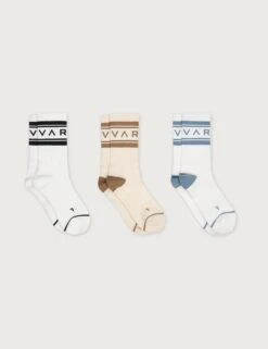 Varley Astley Active Sock 3 Pack - White/Birch/White