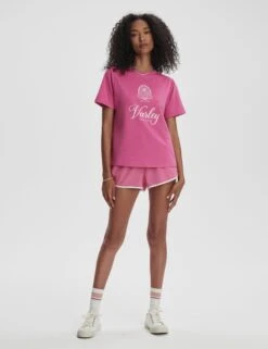 Varley Coventry Branded Tee - Ibis Rose -The Sports Edit varley coventry branded tee ibis rose var01808 4