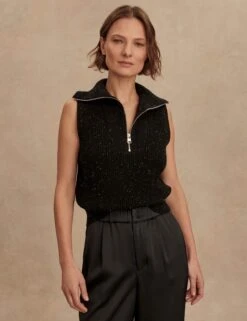 Varley Hally Half-Zip Rib Vest - Black Fleck -The Sports Edit varley hally half zip rib vest black fleck var02864 2