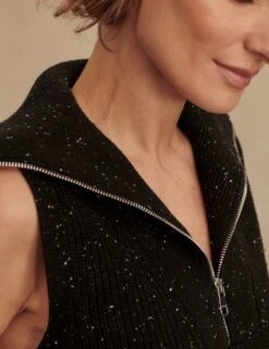 Varley Hally Half-Zip Rib Vest - Black Fleck -The Sports Edit varley hally half zip rib vest black fleck var02864 3