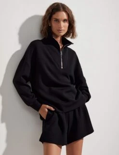 Varley Hawley Half Zip Sweat - Black -The Sports Edit varley hawley half zip sweat black VAR01461 4