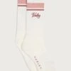 Varley Lamar Club Stripe Sock - Egret/Pale Mauve/Dusty Rose -The Sports Edit varley lamar club stripe sock egret pale mauve dusty rose var02487 1