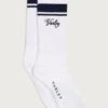 Varley Lamar Club Stripe Sock - White/Blue Nights -The Sports Edit varley lamar club stripe sock white blue nights var02487 1