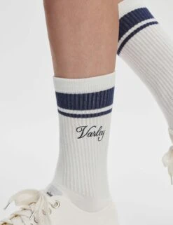 Varley Lamar Club Stripe Sock - White/Blue Nights 7 Varley Lamar Club Stripe Sock - White/Blue Nights -The Sports Edit varley lamar club stripe sock white blue nights var02487 3