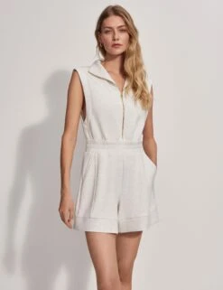 Varley Linvale Playsuit - Ivory Marl -The Sports Edit varley linvale playsuit ivory marl VAR01904 WHI 2