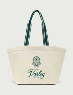 Varley Robinson Canvas Club Tote Bag - Ivory/Forest