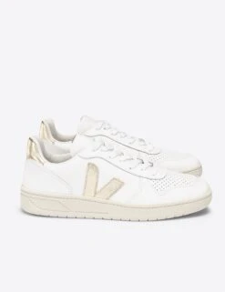 Veja V-10 Leather - White Platine 10 Veja V-10 Leather - White Platine -The Sports Edit veja v 10 leather trainers white platine VX022490 4