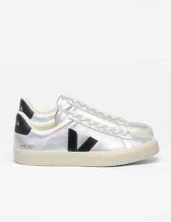 Veja Campo Leather - Silver Black -The Sports Edit veja w campo leather trainers silver black cp0520786 3
