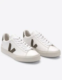 Veja Campo Leather - White Kaki | Women's -The Sports Edit veja w campo leather trainers white kaki CP052347 2