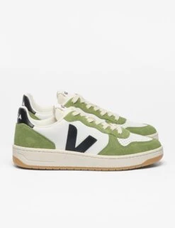 Veja V-10 Leather - White Black Kiwi -The Sports Edit veja w v 10 leather trainers white black kiwi vi0220866 3