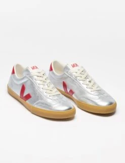 Veja Volley Leather - Silver Pepper -The Sports Edit veja w volley leather trainers silver pepper vo2020881 2